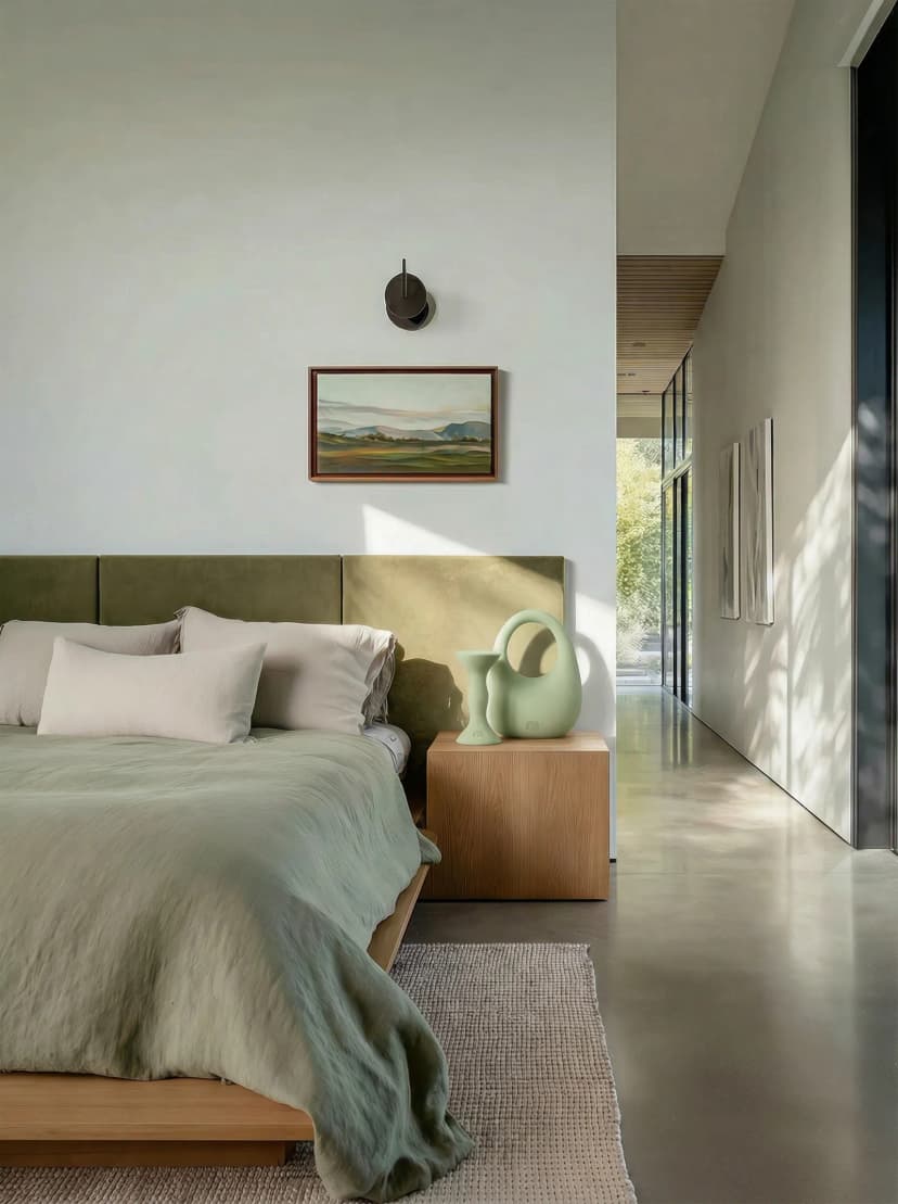 MOVART green fitness set with dumbbell, kettlebell, and foam roller in a styled living room